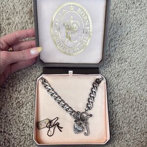 Juicy Couture Silver Gunmetal Charm Necklace
